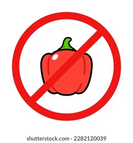 No Bell Pepper or Paprika Sign on White Background