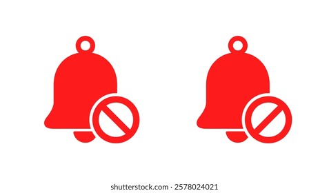 No bell prohibition icon in flat style. Notification forbidden sign symbol