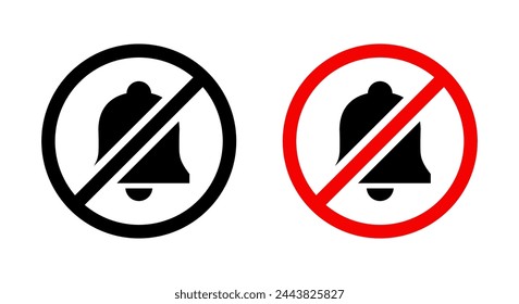 No bell sign icon vector. Mute notification symbol