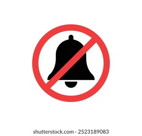 No hay icono de campanas. Icono de las campanas de parada. Alarma de símbolo, silenciosos iconos mudos. Icono de campana de notificación. Bell está prohibido.