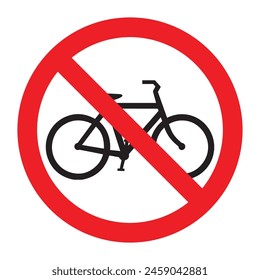 Kein Fahrrad erlaubt Symbol Vektorgrafik Illustration auf weißem Hintergrund. Fahrradzeichen nicht zulassen. Kein Fahrrad verboten Verkehrszeichen Der rote Kreis verbietet das Singen.