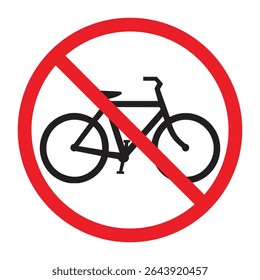 No bicycle allowed symbol vector ilustration on white background. Not allow bicycle sign. No Bicycles prohibited Traffic Sign The red circle prohibiting sing.