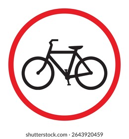 No bicycle allowed symbol vector ilustration on white background. Not allow bicycle sign. No Bicycles prohibited Traffic Sign The red circle prohibiting sing.