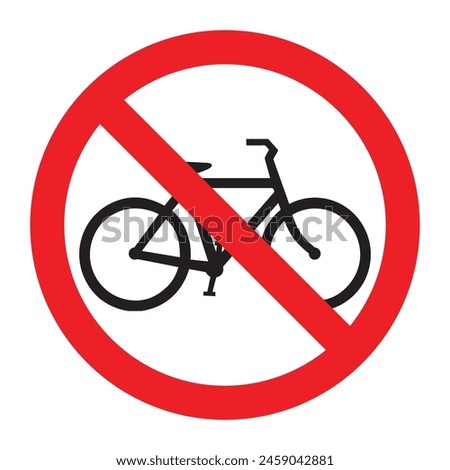 No bicycle allowed symbol vector ilustration on white background. Not allow bicycle sign. No Bicycles prohibited Traffic Sign The red circle prohibiting sing.