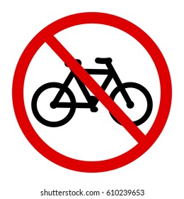 No bicycle, bike prohibited symbol. Sign indicating the prohibition or rule. Warning and forbidden. Flat design.