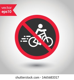 No bicycle icon. Prohibited parking vector icon. Forbidden bicycling icon. No bicycle ride vector sign. Warning, caution, attention, restriction, danger flat sign design. EPS 10 symbol