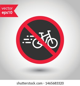 No bicycle icon. Prohibited parking vector icon. Forbidden bicycling icon. No bicycle ride vector sign. Warning, caution, attention, restriction, danger flat sign design. EPS 10 symbol
