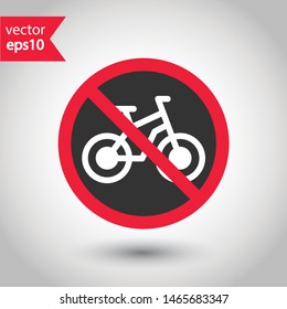 No bicycle icon. Prohibited parking vector icon. Forbidden bicycling icon. No bicycle ride vector sign. Warning, caution, attention, restriction, danger flat sign design. EPS 10 symbol