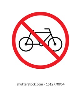 No bicycle icon. Thin line bike sign with prohibition symbol. Vector eps 10 illustration