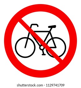 No bicycle, bicycle prohibition sign, vector illustration.
