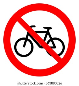 No bicycle. Bicycle prohibition sign, vector illustration.