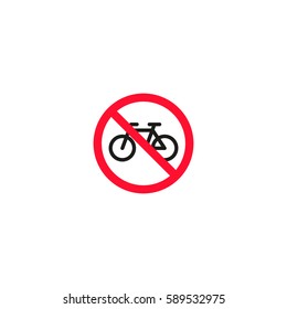 No bicycle roadsign isolated on white background vector illustration. Parking regulation symbol, traffic sign, road information and help, roadway auto service icon