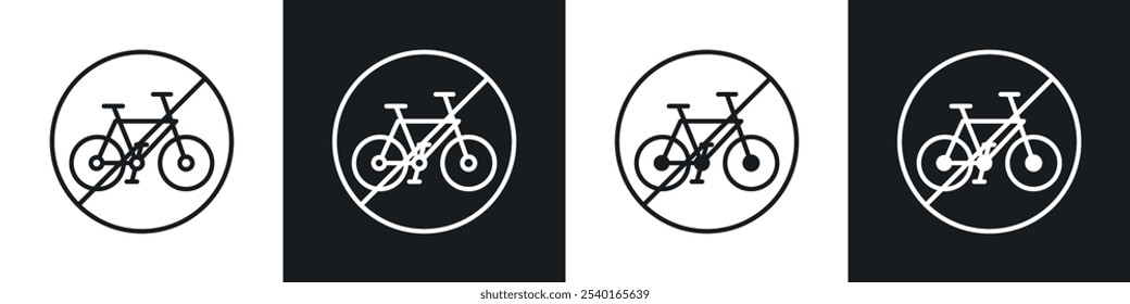 No bicycle sign in black and white colors.