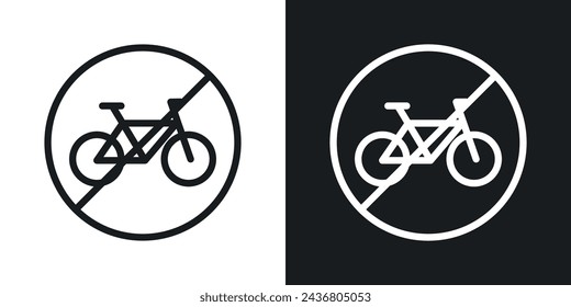 No Bicycle Sign Icon Designed in a Line Style on White background.