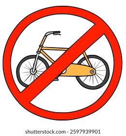 no bicycle sign illustration hand drawn isolated vector