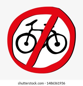 No bicycle sign. Vector icon.