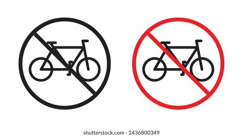 No Bicycle Sign Vector Icon Set. Cycling Restriction Emblem vector symbol for UI design.