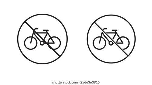 No bicycle sign vector in line stroke and flat versions