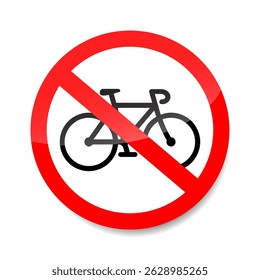 Nenhum vetor de sinal de bicicleta. Não são permitidos símbolos vermelhos de proibição de bicicletas.