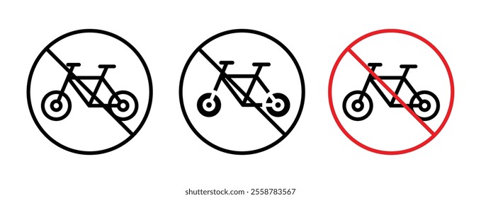 No bicycle sign vector set