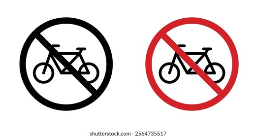 No bicycle sign vectors in flat syle
