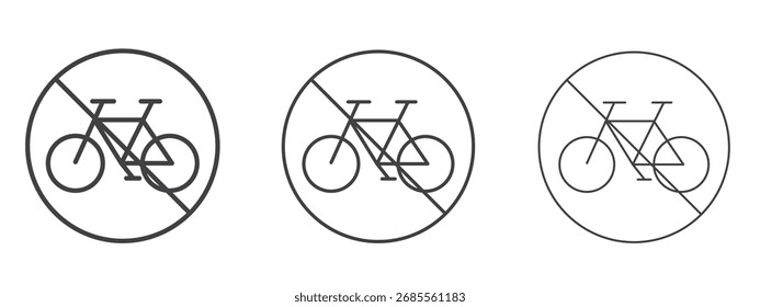 No bicycle signs - editable stroke vector illustration