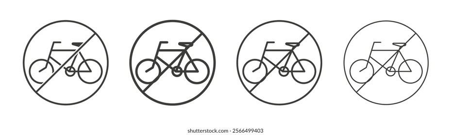 No bicycle signs flat and linear vector illustration on white background.