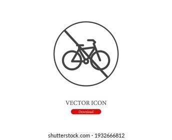 Kein Fahrrad, Vektorsymbol.  Bearbeitbarer Strich. Lineares Logo für Webdesign und mobile Apps. Symbolillustration. Pixel-Vektorgrafiken - Vektorgrafik