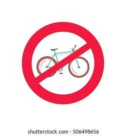 No bicycle vector road sign vector illustration isolated on white background, no bike allowed sign, restricted sign for cyclists, no cycling