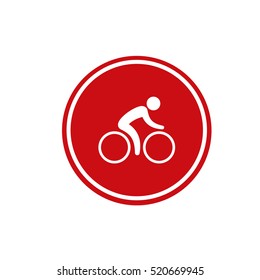 No bicycle vector sign in red circle. No parking bicycle icon. Vector illustration. Red no bicycle road sign.