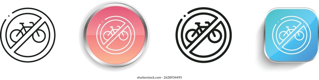 no bike icon. Thin Linear, Regular and Button Style Design Isolated On White Background