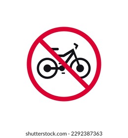 No bike prohibited sign, no cycle forbidden modern round sticker, vector illustration