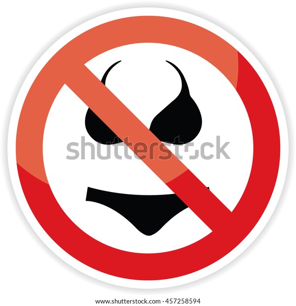 No Bikini Sign On White Backgroundvector Stock Vector Royalty Free