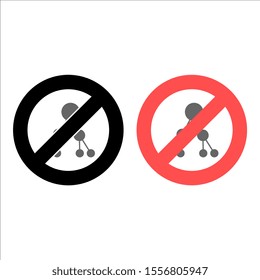 No binary tree icon. Simple glyph, flat vector of charts and diagrams ban, prohibition, embargo, interdict, forbiddance icons for UI and UX, website or mobile application