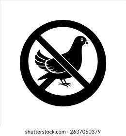 No Bird Feeding Warning Pigeon Silhouette in Prohibition Symbol