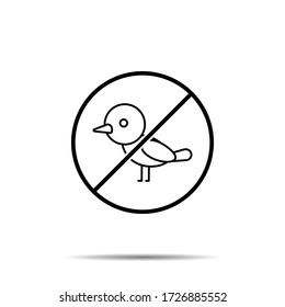 No bird icon. Simple thin line, outline vector of autumn ban, prohibition, embargo, interdict, forbiddance icons for ui and ux, website or mobile application