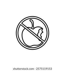 no bitten apple icon Simple outline illustration