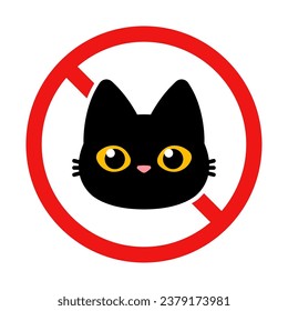 No Black Cat Sign on White Background