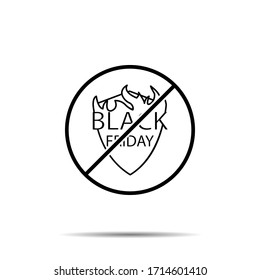 No Black friday fire icon. Simple thin line, outline vector of black friday ban, prohibition, embargo, interdict, forbiddance icons for ui and ux, website or mobile