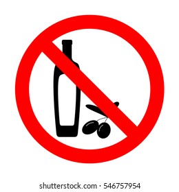 No Black olives branch with olive oil bottle sign. 