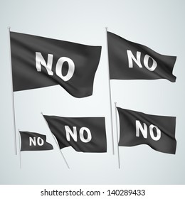 No - black vector flags. A set of wavy 3D flags created using gradient meshes. EPS 8 vector