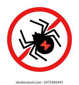 No Black Widow Spider Sign on White Background