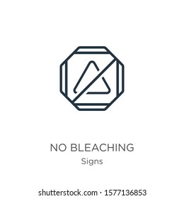 No bleaching icon. Thin linear no bleaching outline icon isolated on white background from signs collection. Line vector sign, symbol for web and mobile