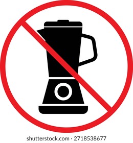 nenhum ícone do Blender. Símbolos de proibição de aparelhos de cozinha. O Blender proibiu o design gráfico. Sinais de restrição à transformação de alimentos
