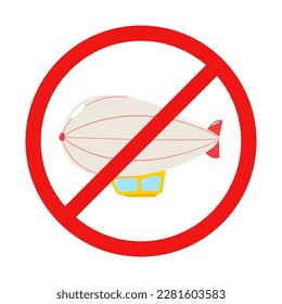 No Blimp or Zeppelin Sign on White Background
