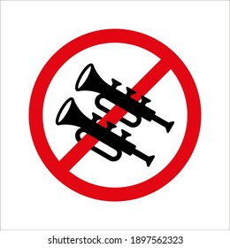 no blowing of horn on white background color editable