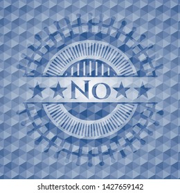 No blue badge with geometric pattern background. Vector Illustration. Detailed.