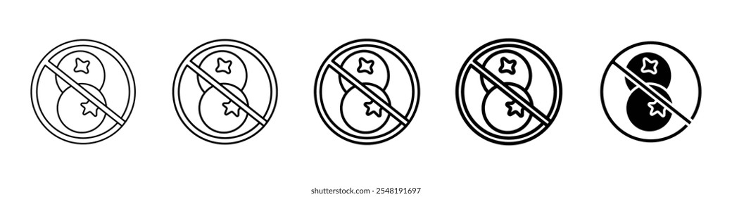 sem ícone de mirtilo Conjunto de logotipo de linha fina simples