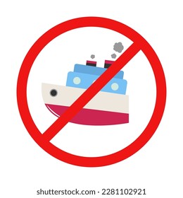No Boat Sign on White Background