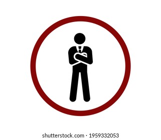 No bodyguard vector icon.  Editable stroke. Linear style sign for use on web design and mobile apps, logo. Symbol illustration. Pixel vector graphics - Vector